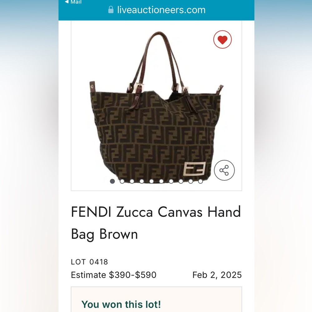 FENDI Zucca auth canvas mini tote shoulder bag, leather handles, silver logos - Picture 17 of 17